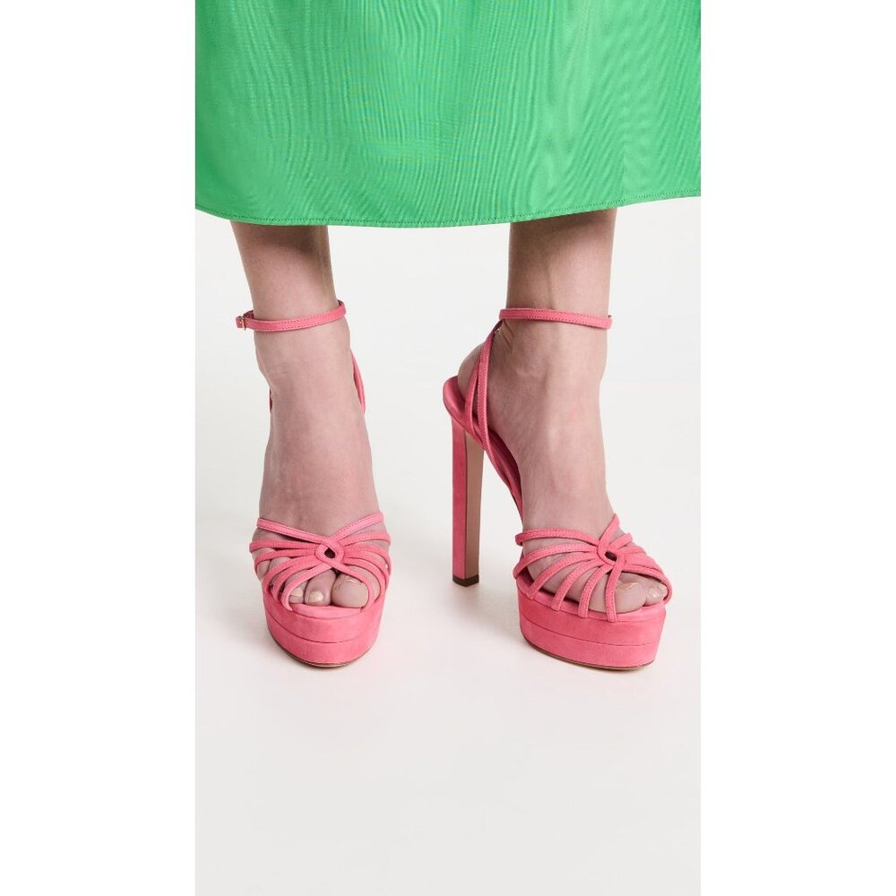 Aquazzura 130mm Flow Plateau Sandals Watermelon 38.5 With Box Pink High Heels - Picture 4 of 16